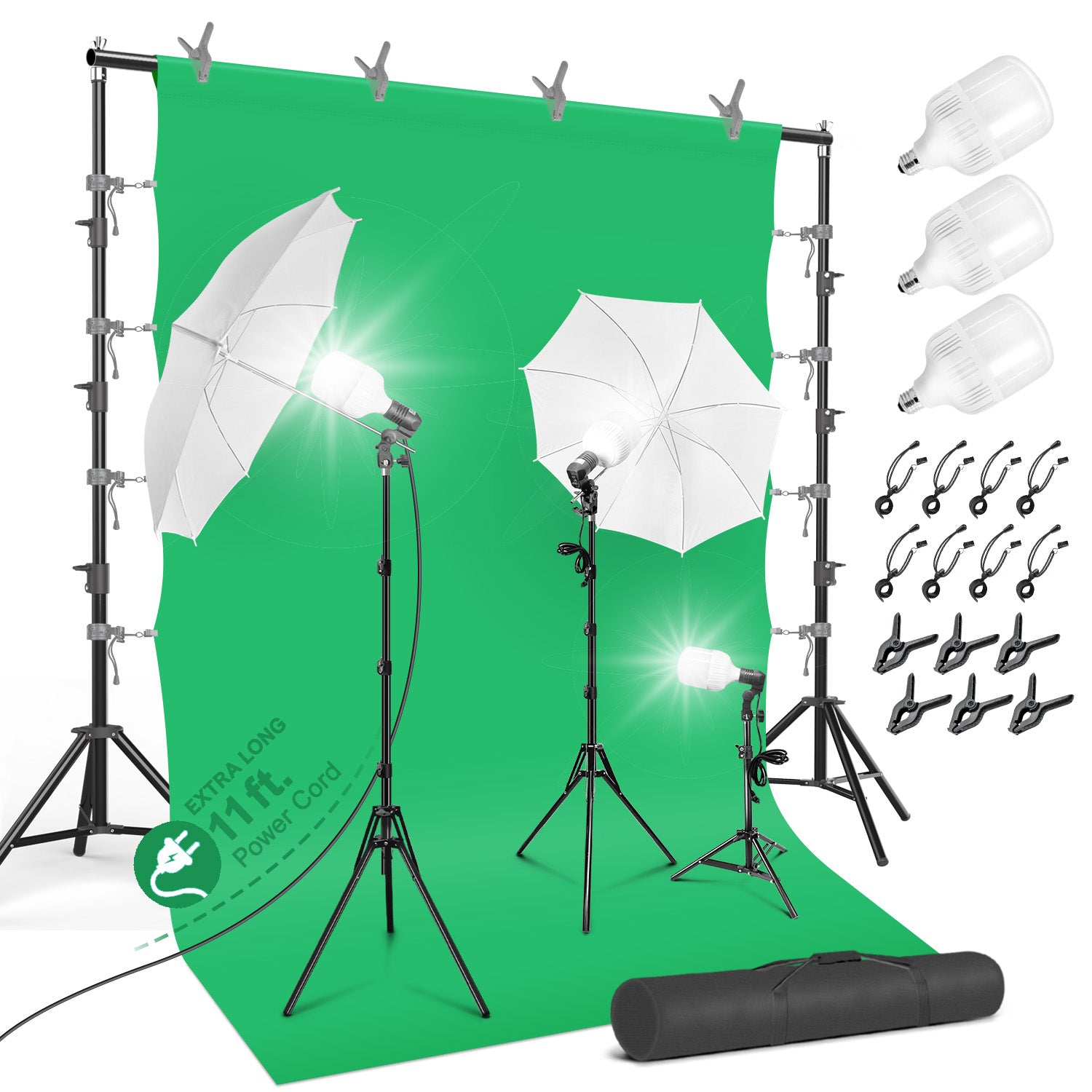 10 x 9.6 ft. Heavy Duty Backdrop Stand / 10 x 20 ft. Green