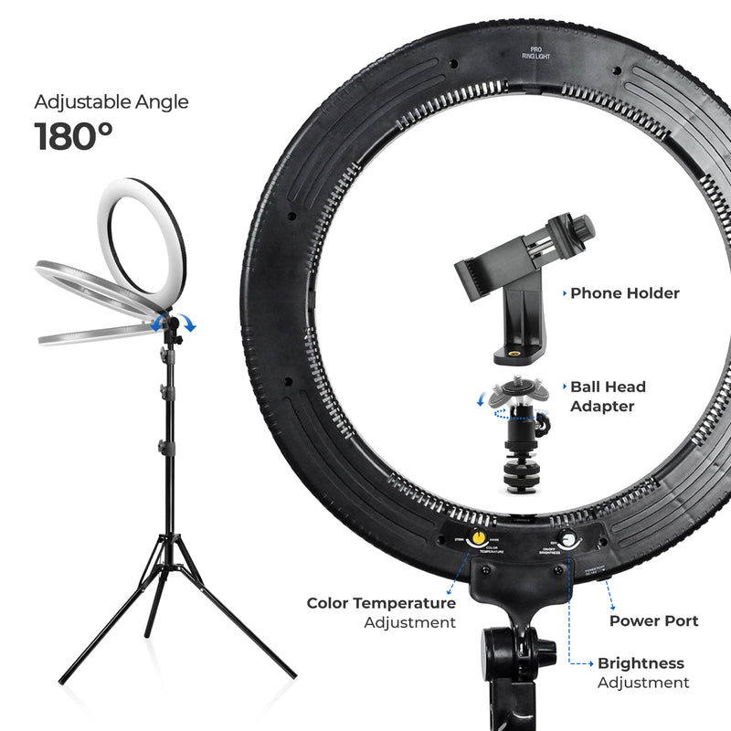 LED 14 Inch Dimmable Ring Light Complete Kit – LimoStudio