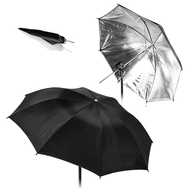 Black & Silver Photo Umbrella (33 inch), Set of 2