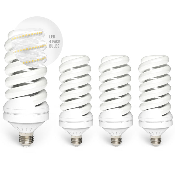 LED 30W Photo Light Bulb 300W Equivalent CFL Replacement Pure White Daylight E26/E27 6500K 3000 Lumen, Set of 4