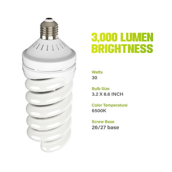 Spiral 30W LED Photo Light Bulb 300W Equivalent CFL Replacement E26/E27, Set of 1