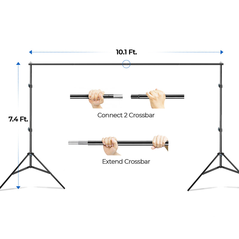 10.1 x 7.4 feet (W x H) Length Adjustable Backdrop Support System Studio Kit