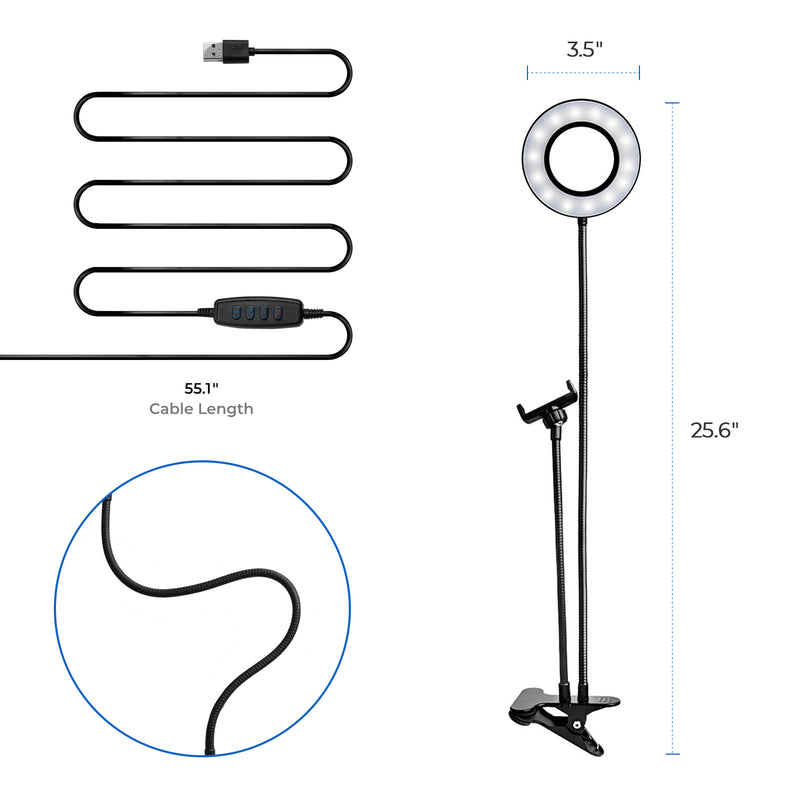 LED Selfie Ring Light with Gooseneck Cell Phone Stand