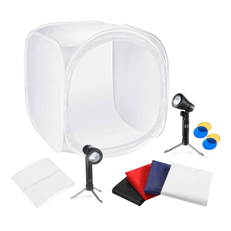 Tabletop Shooting Tent with 4 Color Backdrops, LED Lighting Kit (24 inch)
