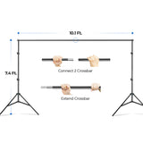 10.1 x 7.4 feet Backdrop Support System Kit & Photo Umbrella Lighting Complete Kit
