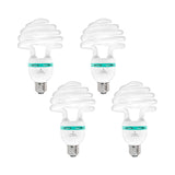 30 Watt Spiral E26/E27 Compact Fluorescent CFL Light Bulb 2100LM 6500K Daylight, Set of 4
