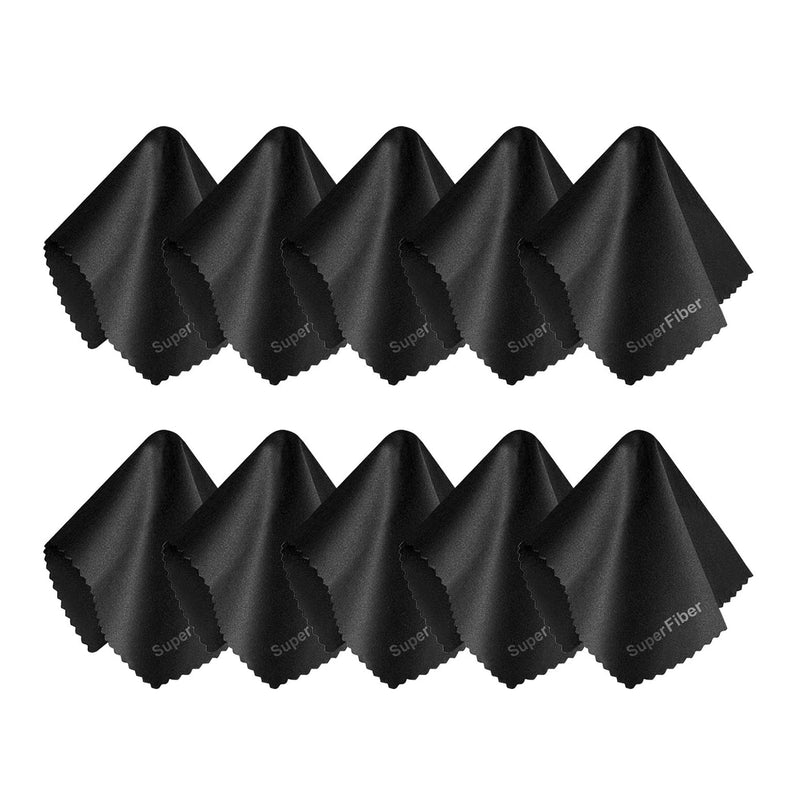 Set of 10 6 x 7 in Super Fiber Lens Cleaning Cloth - Black